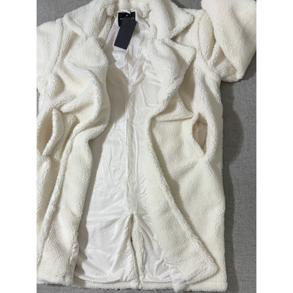 Fabletics Teddy Long Coat Women XXL Cream Oversized Sherpa Fleece Lounge - Picture 9 of 9